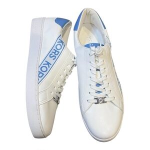 Michael Kors Keaton Stripe Logo Leather Sneakers White/Blue